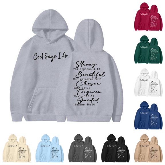 Tanghaowl Sweatshirts for Women Loose Fit Letter Print Hoodies Long Sleeved Hoodie and Cozy Warm Fabric Light Gray M