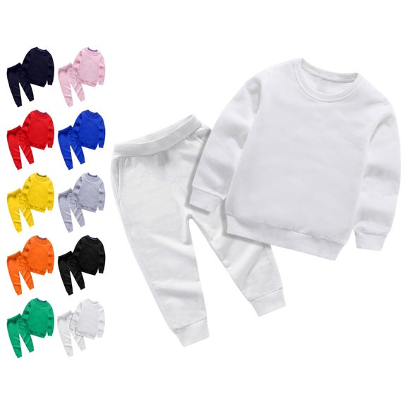 WAVSUF Boys Girls Sweatshirt Sets 2 Piece Elastic Waist Long Sleeve Top and Jogger Pants Spring Daily Outfits White 6