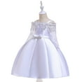 thumbnail image 4 of Girls Lace Dress Off Shoulder Flower Girls Princess Dress for Wedding Birthday Party, 4 of 7