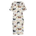 thumbnail image 4 of Vestido elegante de lujo con estampado floral de vaca, flores amarillas, flores rosas, vaquera, pintura de vaca, estilo campestre, con bolsillos sueltos para mujer, 4 of 7