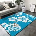 thumbnail image 3 of Area Rugs For Living Room Decor - Blue Tropical Hibiscus Flowers Soft Anti Slip Throw Washable Rugs 5x7 For Bedroom, Indoor Carpet For Bedroom Living Room 80x58In, 3 of 7