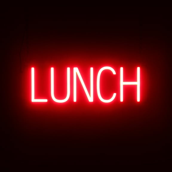 SpellBrite LUNCH LED Sign for Business. 20.3" x 6.3" Red LUNCH Sign Has Neon Sign Look With Energy Efficient LED Light Source. Visible from 500 Feet, 8 Animation Settings.