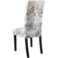thumbnail image 4 of Chair Covers for Dining Room 4 Pack, Solid Stretch Dining Chair Covers, Washable Kitchen Slip Covers, Jacquard Parson Chair Covers Set of 4(Flower-White, 4 Pack), 4 of 6