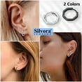 thumbnail image 4 of Silvora Women 925 Sterling Silver Huggie Hoop Earrings Small Cubic Ziaconia Circle Earrings Black Sparking Ear Jewelry for Birthday Christmas, 4 of 8