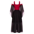 thumbnail image 3 of YONGHS Halloween Gothic Dress for Girls Lolita Princess Lace Up Cold Shoulder Dress Medieval Cosplay Costume Red 10, 3 of 7