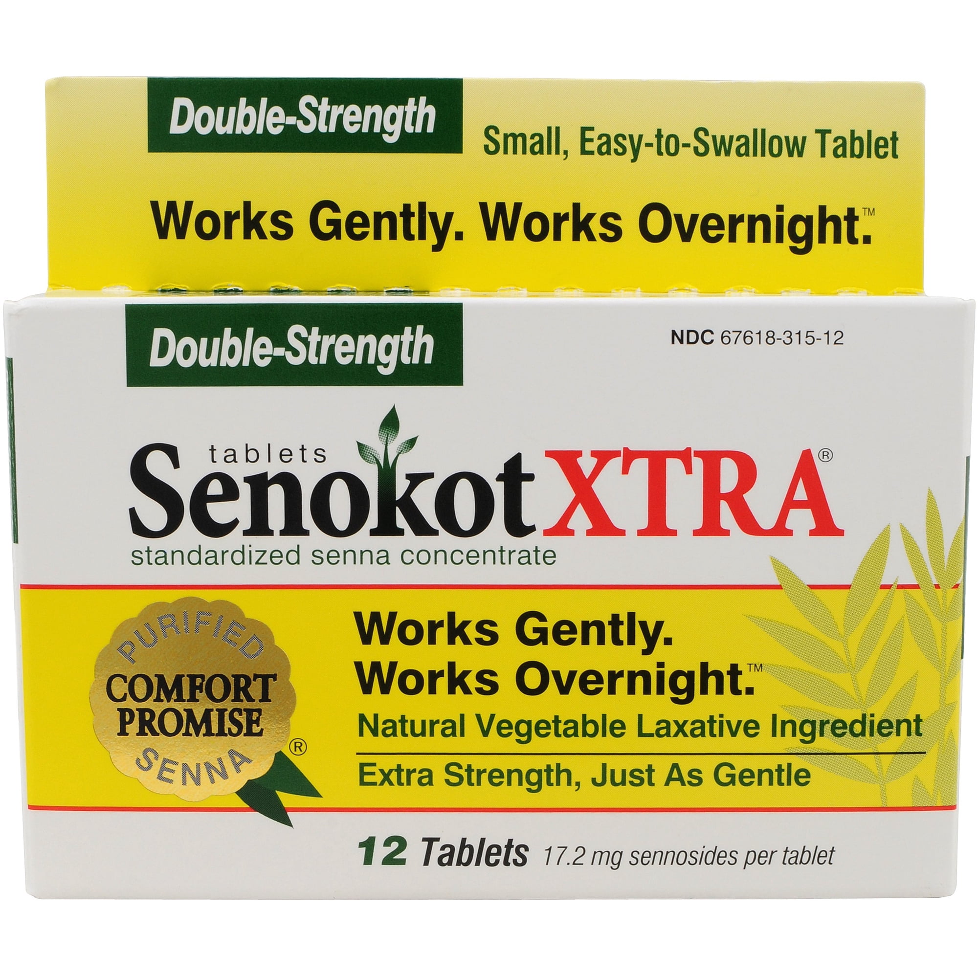 Senokot Extra Strength Natural Vegetable Ingredient Laxative 12 Tablets Each