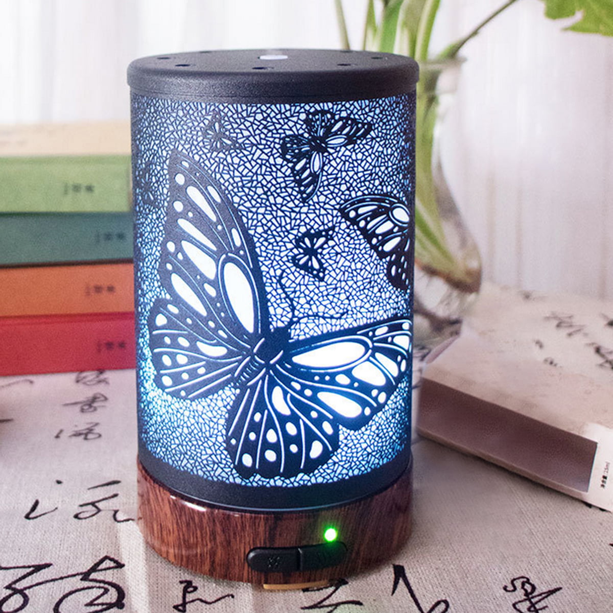 7 Color Changing Chinoiserie Retro Iron Art/Glass Quiet Aromatherapy