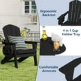 thumbnail image 3 of FOOWIN Folding HDPE Adirondack Chair with 4 in 1 Cup Holder Tray Plastic Adirondack Chairs Weather Resistant Lawn Outdoor Firepit Chairs, Black, 3 of 9