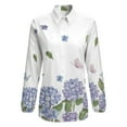 thumbnail image 4 of Hydrangea Purple Floral Long Sleeve Blouse Woman Streetwear Casual Shirts Summer Oversize Woman Streetwear Clothing Birthday Present, 4 of 7