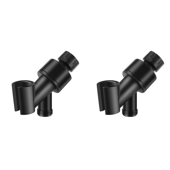 Handheld Shower Head Holder Adjustable Brass Mount With 360 Swivel For Universal Shower Arm And Shower Hose Plated 2PCS, 3.8 inch×0.9 inch, Black 2 Packs