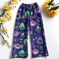 thumbnail image 4 of Garbnen Halloween Womens Fleece Pajama Pants Ghost Pumpkin Graphic Woman Lounge Pants Cozy Plush Fall Winter Warm Wide Leg Sleep Pants Women, 4 of 5