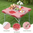 thumbnail image 4 of Square Tablecloth with Elastic Edges 36 * 36 Inch Pioneer Waterproof Red Peony Flower Petals Table Cover Washable Indoor and Outdoor for Party Kitchen Dinner Banquet Patio Picnic, 4 of 6