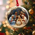 thumbnail image 3 of 2.9 in Carved Christmas Ornament, Christmas Tree Nativity Scene Hanging Ornaments, Nativity Scene Decor for Christmas Christian Family Holiday Wedding Home Styling, 3 of 6