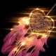 thumbnail image 5 of Atrapasueños en forma de corazón, estilo bohemio, hecho a mano, decoración romántica, rosa oscuro, con luces, 5 of 5