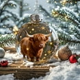 thumbnail image 4 of Clear Glass Christmas Balls with Exquisite Flower Hanging Loop,Snowflake Christmas Ball Ornaments with Sparkling Glitter,Animal Themed Christmas Tree Decorations for Holiday Home Christmas Decor-Cow, 4 of 7