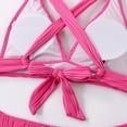 thumbnail image 4 of UTSJKR Women Two Piece Swimsuits Halter Triangle String Brazilian Bikini Sets Flattering Ruched High Cut Cheeky Thong Bathing Suit Hot Pink M, 4 of 9