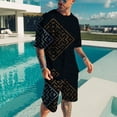 thumbnail image 4 of Conjunto de pantalones de playa de manga corta para hombre, camiseta de tendencia con estampado digital 3D de bandera del alfabeto, conjunto casual de dos piezas de moda, 4 of 5