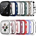 thumbnail image 1 of 12 Pack Case with Tempered Glass Screen Protector for Apple Watch 44mm Series 6/SE/Series 5/Series 4, Full Matte Leopard Cow Pattern PC Cover for Iwatch 44mm Accessories (12 Colors, 44mm), 1 of 5