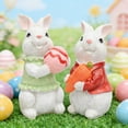 thumbnail image 3 of Easter Bunny Figurine Cute Rabbit Desktop Ornament Home Festival For Kids And Adults, 3 of 7