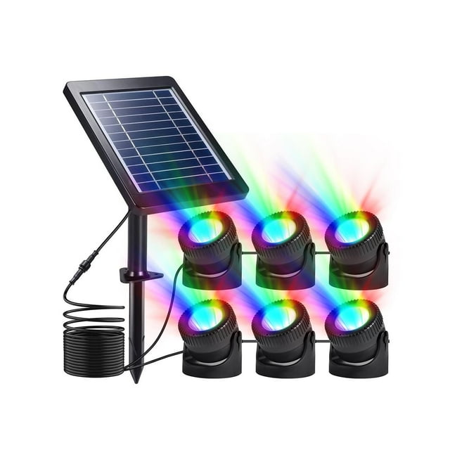 Luces sumergibles IP68 a prueba de agua, focos para paisajes, luces de estanque con energía solar para piscinas, acuarios, jardines y cascadas RGB colorido