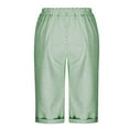 thumbnail image 6 of Womens Pants Striped Panel Loose Drawstring Pocket High Waist Five Point Light Green Loose Pants for Women L, 6 of 6