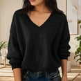thumbnail image 1 of BLVB Chandails Chauds pour Femmes Col en V Classique Doux Chandail Confortable Ample Décontracté Manches Longues Automne Hiver, 1 of 5