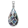 thumbnail image 1 of 925 Sterling Silver Teardrop Abalone Necklace Pendant Charm Natural Shell Stone, 1 of 6