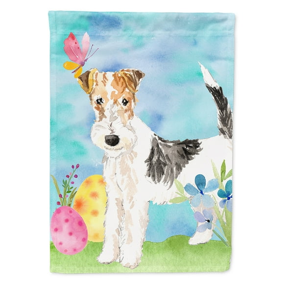 Carolines Treasures CK1892CHF Easter Eggs Fox Terrier Flag Canvas House Size  Large multicolor