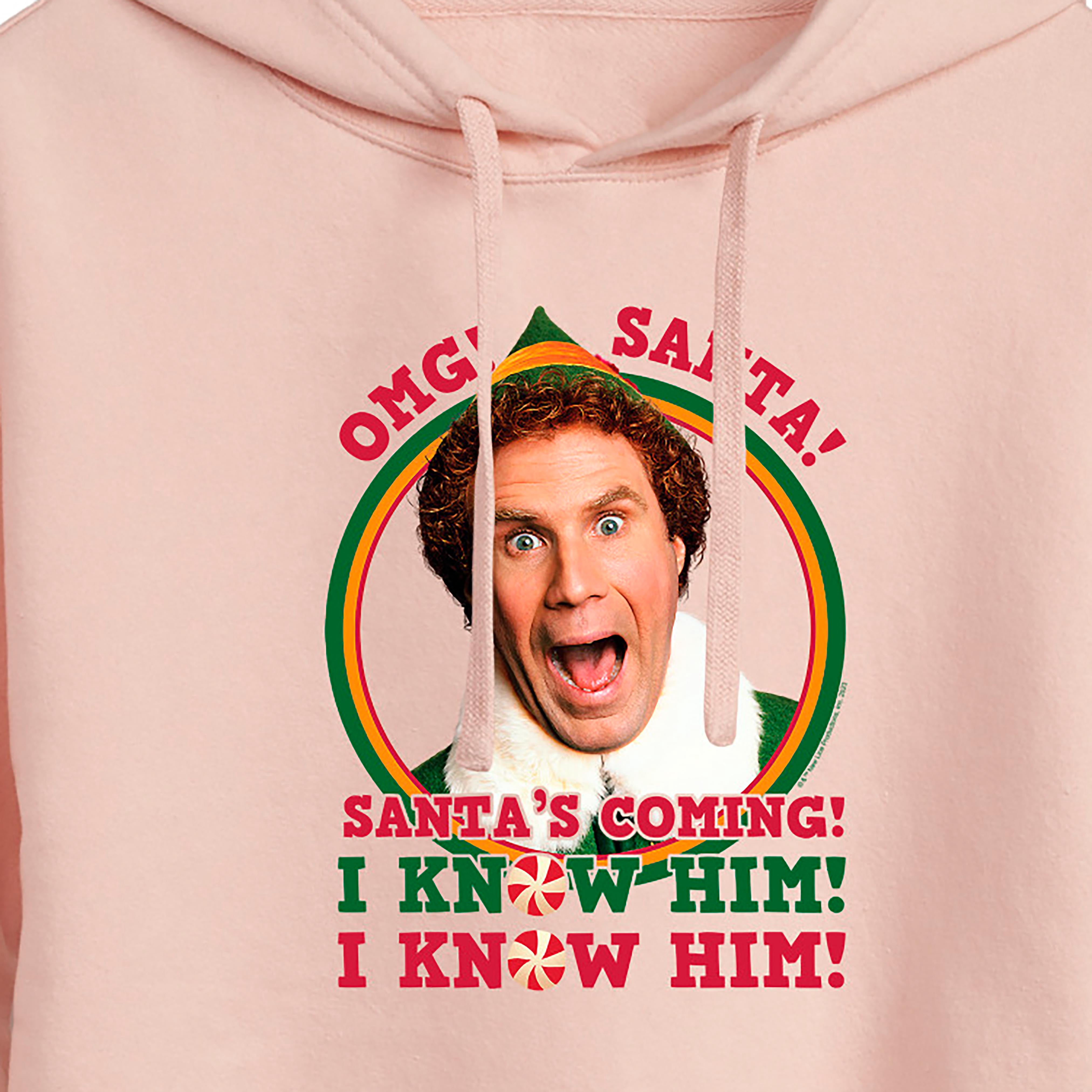ELF - Christmas Omg Santa I Know Him - Juniors Cropped Pullover Hoodie