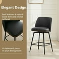 thumbnail image 5 of Swivel Counter Height Bar Stools Set of 3, 26" Upholstered Faux Leather Bar Stools with Back, Wood Trim, Upholstered Counter Chairs for Kitchen Island, Black, 5 of 17
