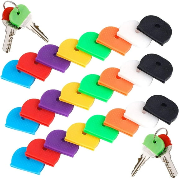 Key Caps Covers Key Cover Rubber Keycaps Key Colour Caps Flexible Key Covers Easy to Identify Door Keys 8 Colors 24 Pieces