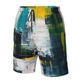 thumbnail image 6 of Uemuo Abstract Brushstrokes Green Blue Pattern Men's Swim Trunks Hawaiian Beach Bathing Suit Swimsuits Beach Quick-Dry Shorts with Pockets-X-Large, 6 of 9