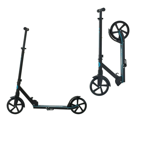 KFFKFF Kick Scooter for Kids 8 , Teens, and Adults, 2-Wheel Scooter with Adjustable Handlebar, Sturdy Non-Slip Deck, Foldable and Lightweight Design, Supports up to 220 lbs, Black and Blue