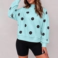thumbnail image 6 of Women's Polka Dot Mock Neck Long Sleeve Pullover Sweatshirt Oversized Drop Shoulder Loose Fit Casual Fall Tops, S-2XL, 6 of 6
