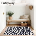 thumbnail image 3 of ODIKA 3'x5' Machine Washable Non-Slip Area Rug, Nautical Waves with Interlocking Stripes and Bold Contours High Traffic Rug with Pad, Black, 701706, 3 of 8