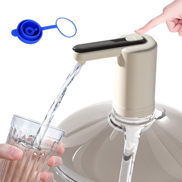 Dispensador de agua eléctrico YEWUHUA de 19 litros con 2 bombas y tapa, color blanco
