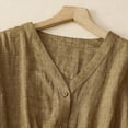 thumbnail image 5 of Towmus V Neck Linen Tshirts for Women Summer Fall 3/4 Sleeve Relaxed Fit Long Basic Tee Shirt Tops, 5 of 5
