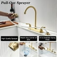 thumbnail image 6 of Gold Kitchen Faucet with Side Sprayer - 2 Handles 8 Inches Centerset Sink Faucets 3 or 4 Hole RV Kitchen Sink Faucet Commercial Lead-Free Utility Faucet with High Pressure Sprayer & Water Hose, 6 of 6