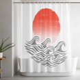 thumbnail image 5 of Orange Ombre Sun Rise Standard Shower Curtain Set, Waterproof Shower Curtains for Bathroom, Ocean Waves Coastal Abstract Art Washable Fabric Bath Curtain for Bathtub with Hooks 72x72 Inches, 5 of 9