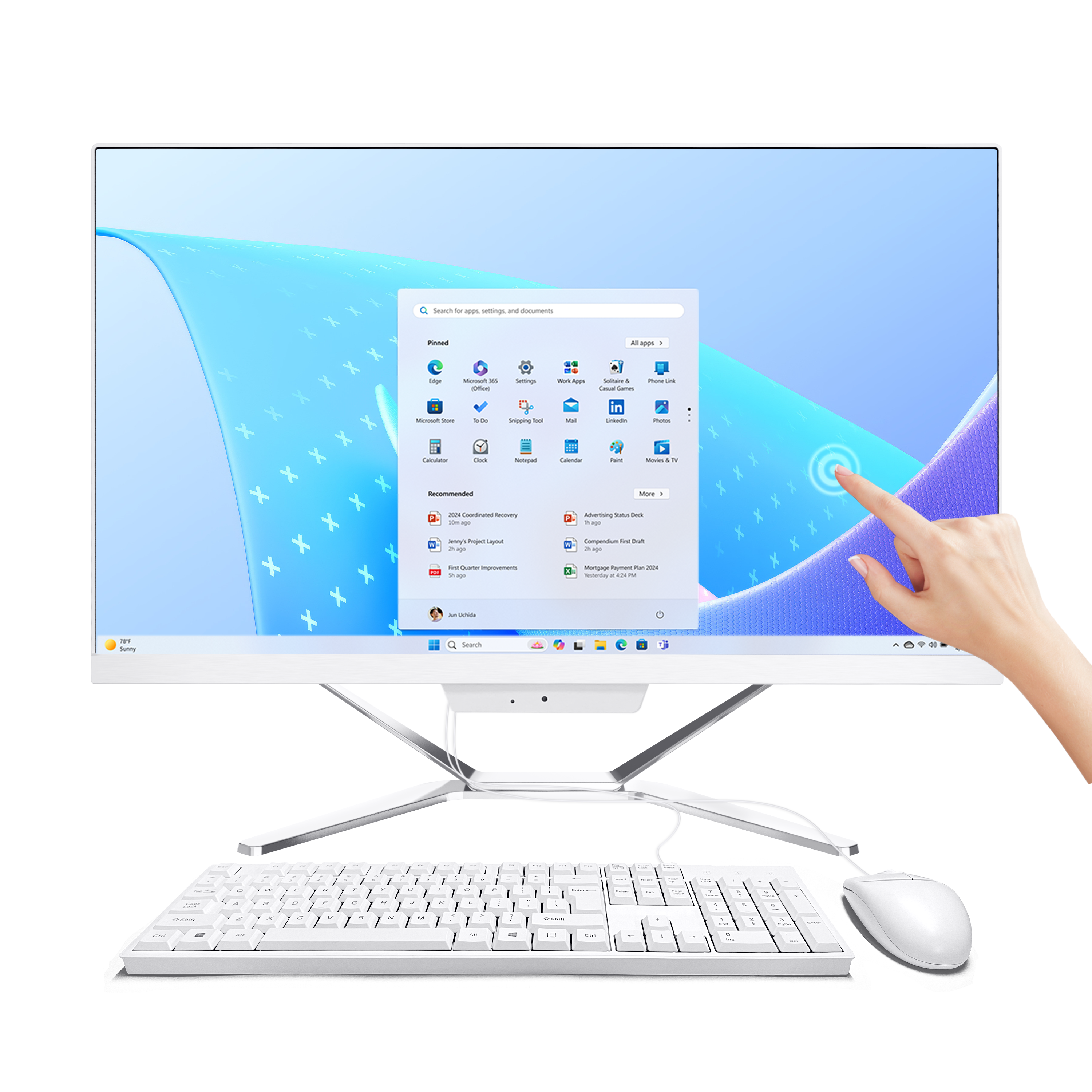 PTZZHEDM 23.8" Touchscreen All-in-One Business Desktop Computer, Intel i7-3610QM, 16Gb Ram, 512Gb Ssd, Win10 Pro, Mouse, Keyboard, Wi-Fi, Bluetooth