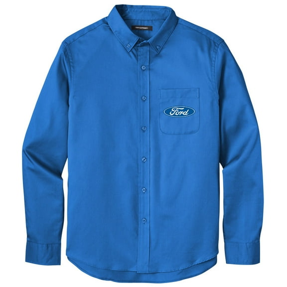 Men's FORD OVAL LOGO Twill Shirt with Pocket, Small Strong Blue