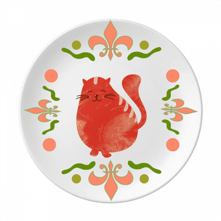 

Orange Sling Fat Cat Animal Watercolor Flower Ceramics Plate Tableware Dinner Dish