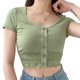 thumbnail image 3 of TRKIYQC Blusas de corte bajo con encaje empalmado floral de manga corta de punto acanalado con parte superior corta sexy de verano para mujer TRKIYQC moderno, 3 of 8