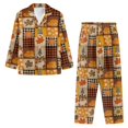 thumbnail image 3 of Renewold Fall Winter Button Pajamas Set for Thanksgiving Birthday Gifts Snug-Fit Women Home Athletic Clothing Size 4XL 2 PCS Turkey Pumpkins Long Sleeve Loungewear Tracksuit,Buffalo Grid, 3 of 6