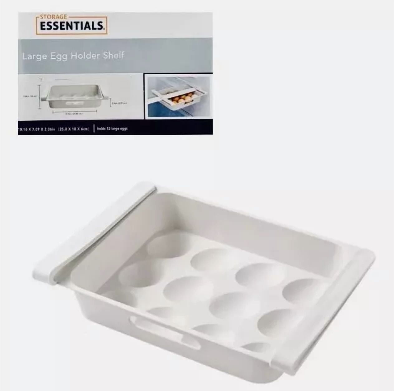 Storage Essentials Large 12 Egg Holder Shelf Refridgerator Organization Fridge
