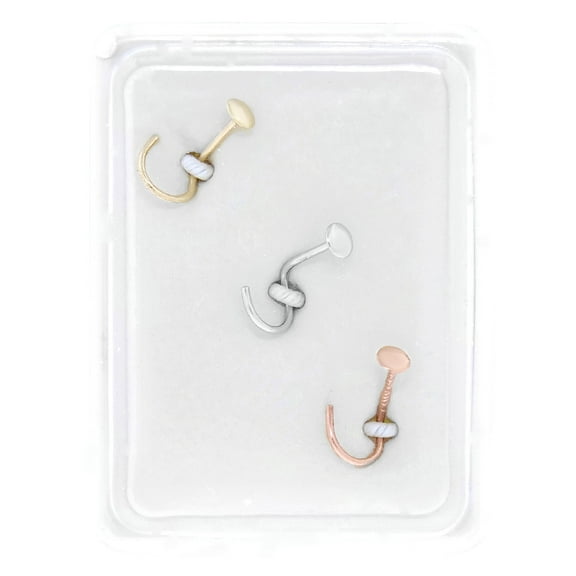22 Gauge Curved 10K White, Yellow, and Rose Gold Circle Nose Ring Set
