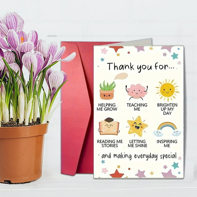 Greeting Card Teacher Appreciation Card Bulk for Teacher's Day - Thank You Note for Dedication and