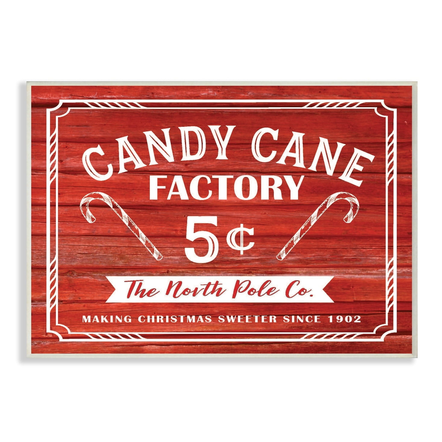 Stupell Candy Cane Factory Vintage Sign Wall Plaque Art 13 x 19