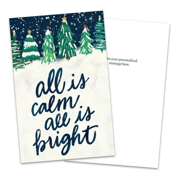 Personalized Snow Covered Hill and Trees Folded All Holiday Greeting Card - Walmart.com ...