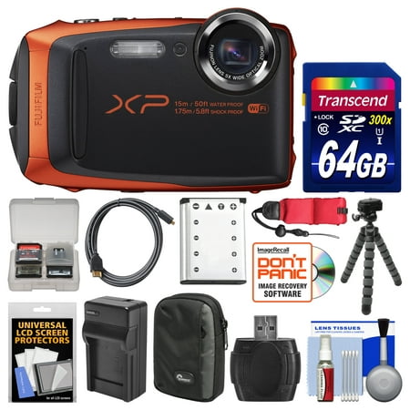 Fujifilm FinePix XP90 Shock & Waterproof Wi-Fi Digital Camera  with 64GB Card + Case + Battery & Charger + Flex Tripod + Strap + (Fujifilm Finepix Hs50exr Best Price)